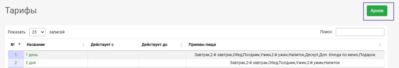 Кнопка Архив